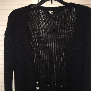 Distressed Black Cardigan